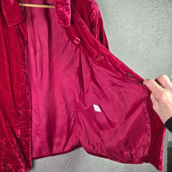 VTG Casual Corner Velvet Blazer Jacket Red Structured Button Up Holiday Party - Picture 10 of 16